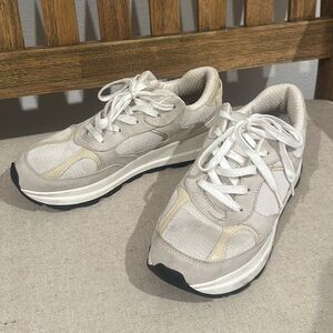 H&M Cream Sneakers Mesh Upper Cushioned Design